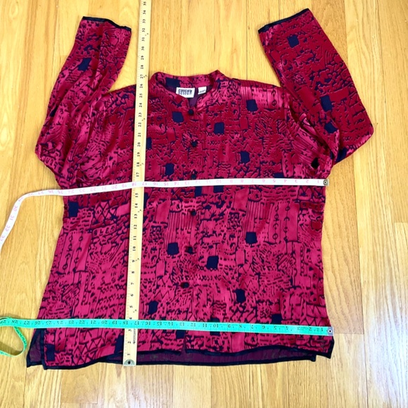 Chico’s Blouse Silk Blend Red Asian Style Buttonfront (3, XL) - Picture 7 of 7